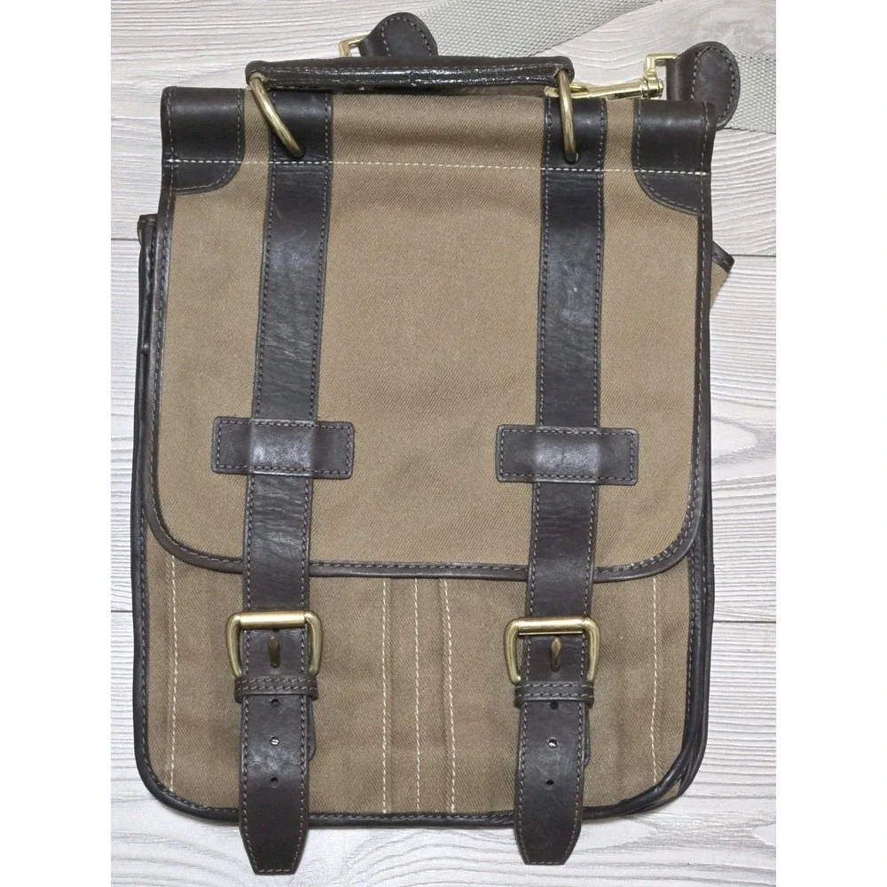 MULHOLLAND Brothers Canvas Leather Crossbody Messenger Bag Business Travel